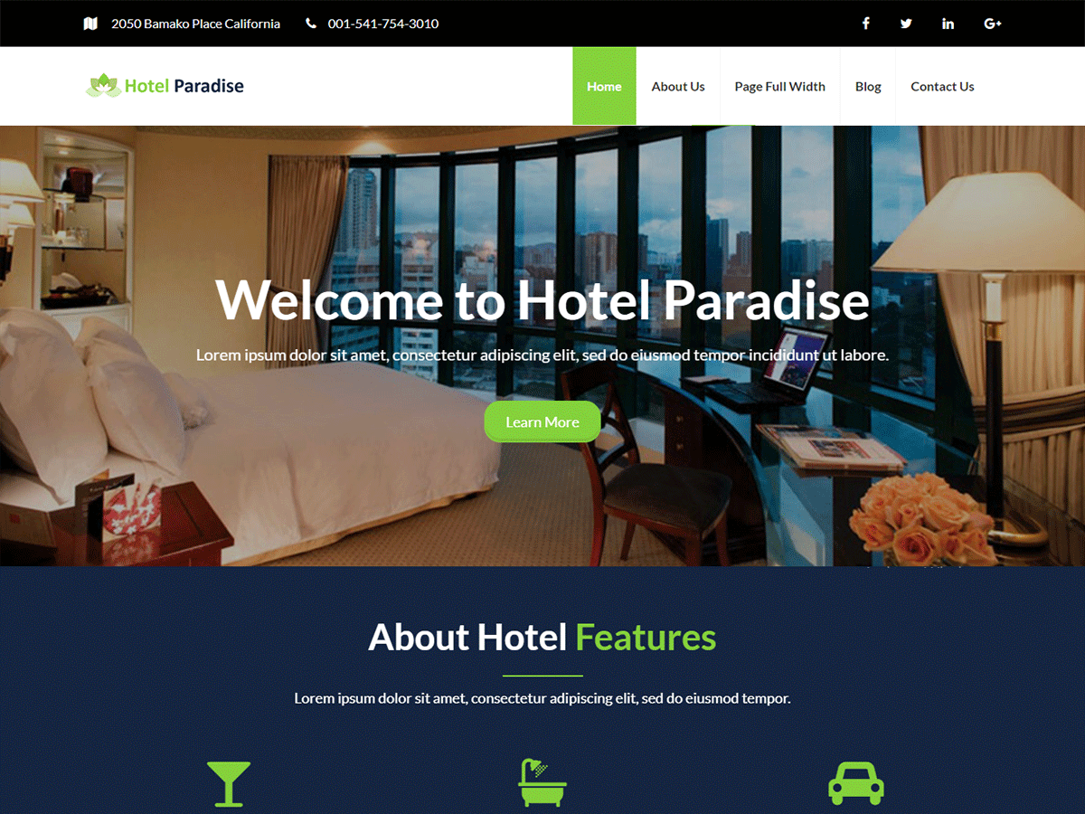 Hotel Paradise theme screenshot