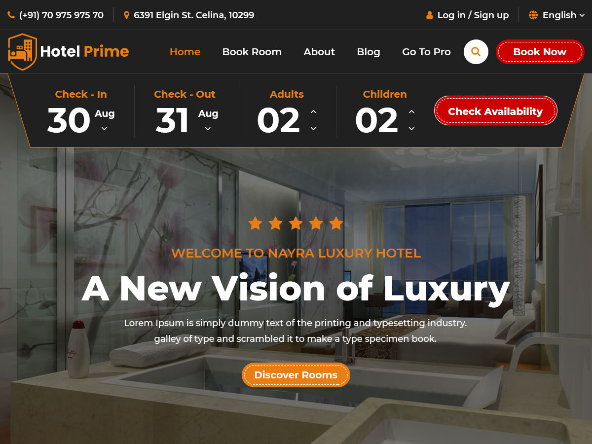 Hotel Prime theme screenshot