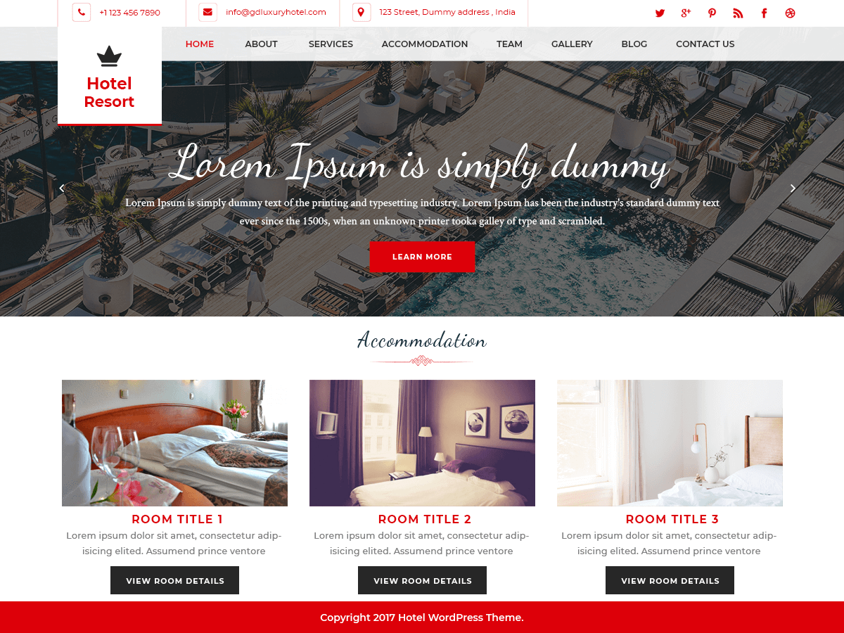 Hotel Resort theme screenshot