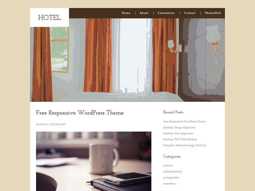 Hotel theme screenshot
