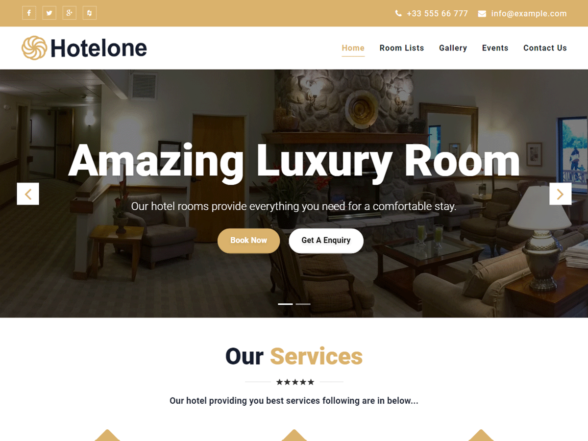 Hotelone theme screenshot