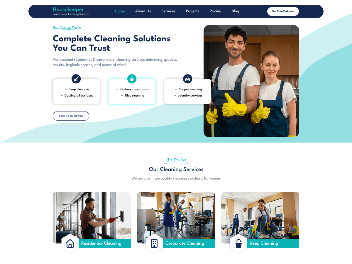 Housekeeper Services theme screenshot