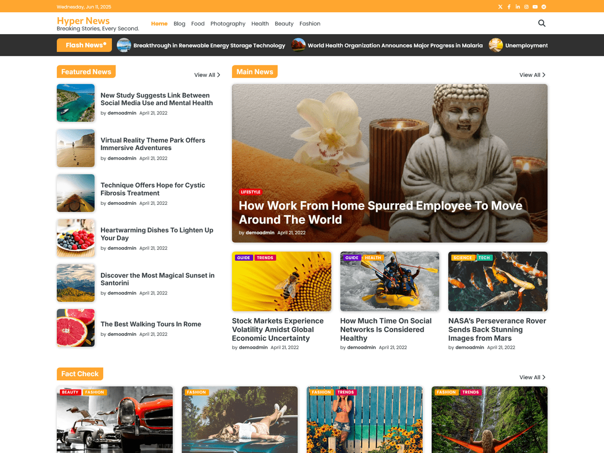 Hyper News theme screenshot