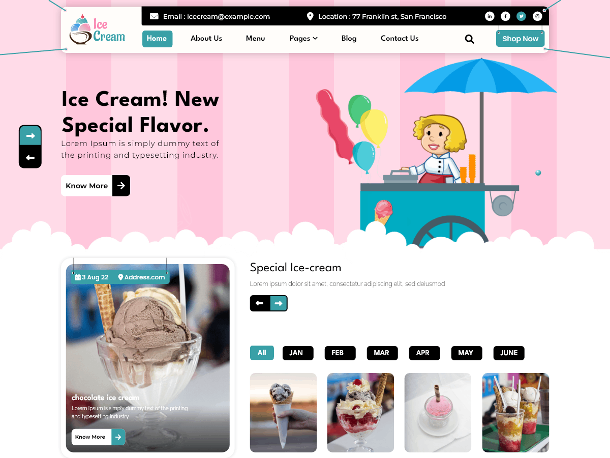 Ice Cream Dish theme screenshot