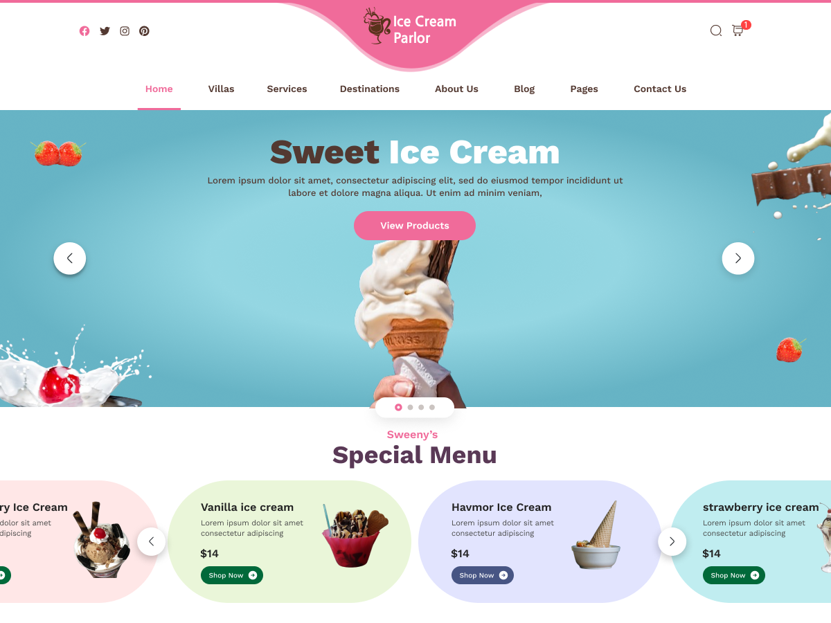 Ice Cream Parlor theme screenshot