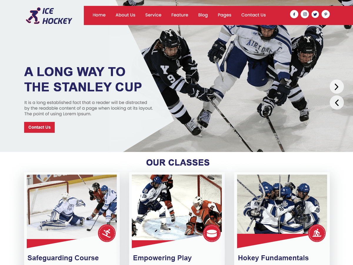 Ice Hockey Club theme screenshot