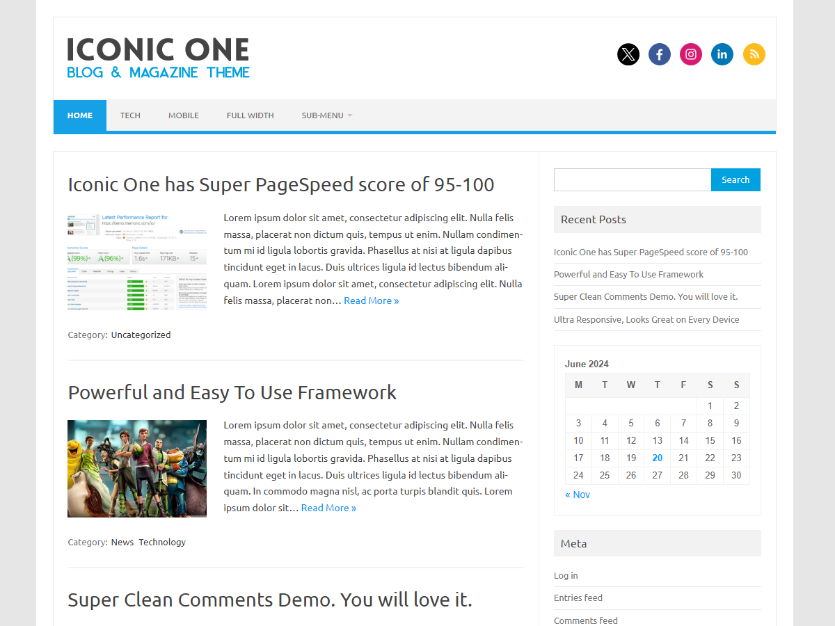 Iconic One theme screenshot