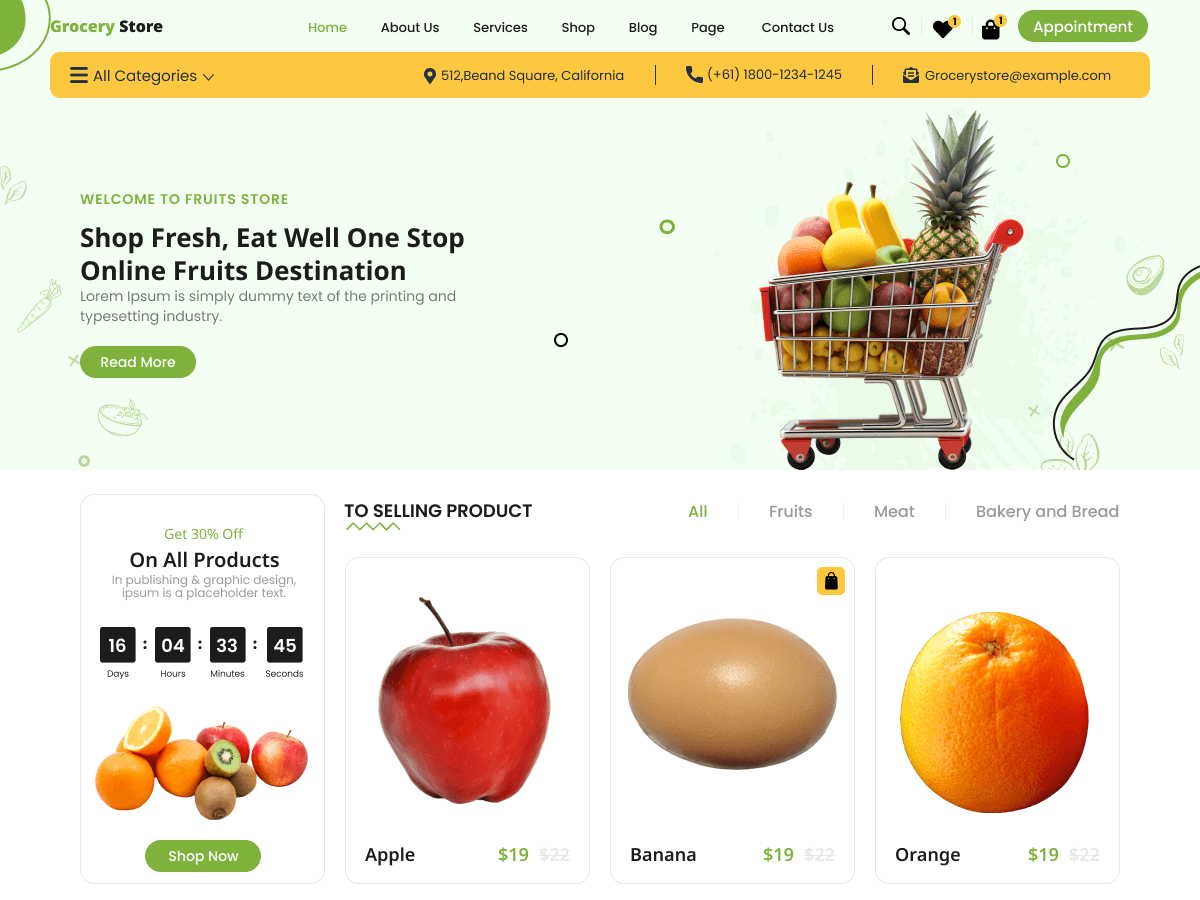 Ignite Grocery theme screenshot