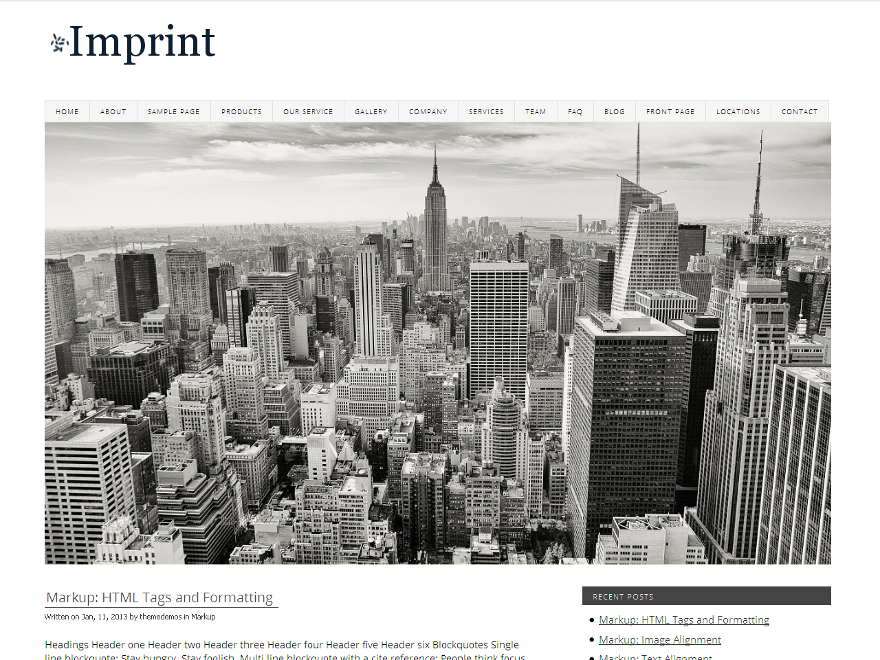 Imprint theme screenshot