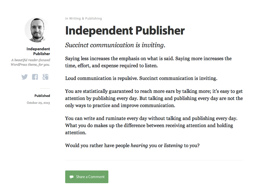 Independent Publisher theme screenshot