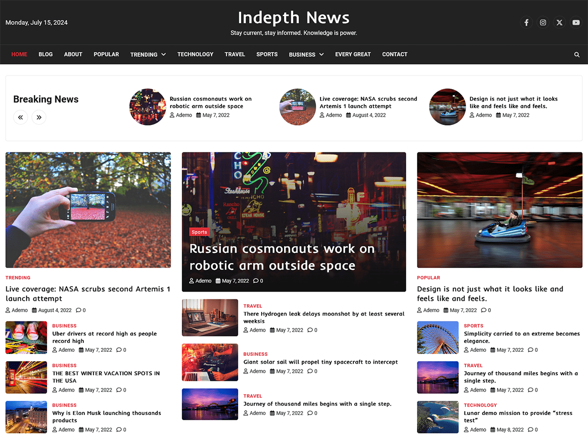 Indepth News theme screenshot