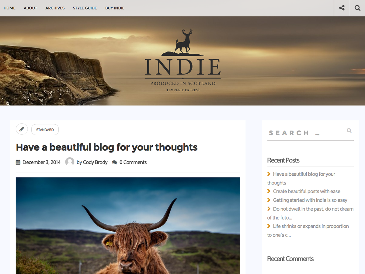 Indie theme screenshot