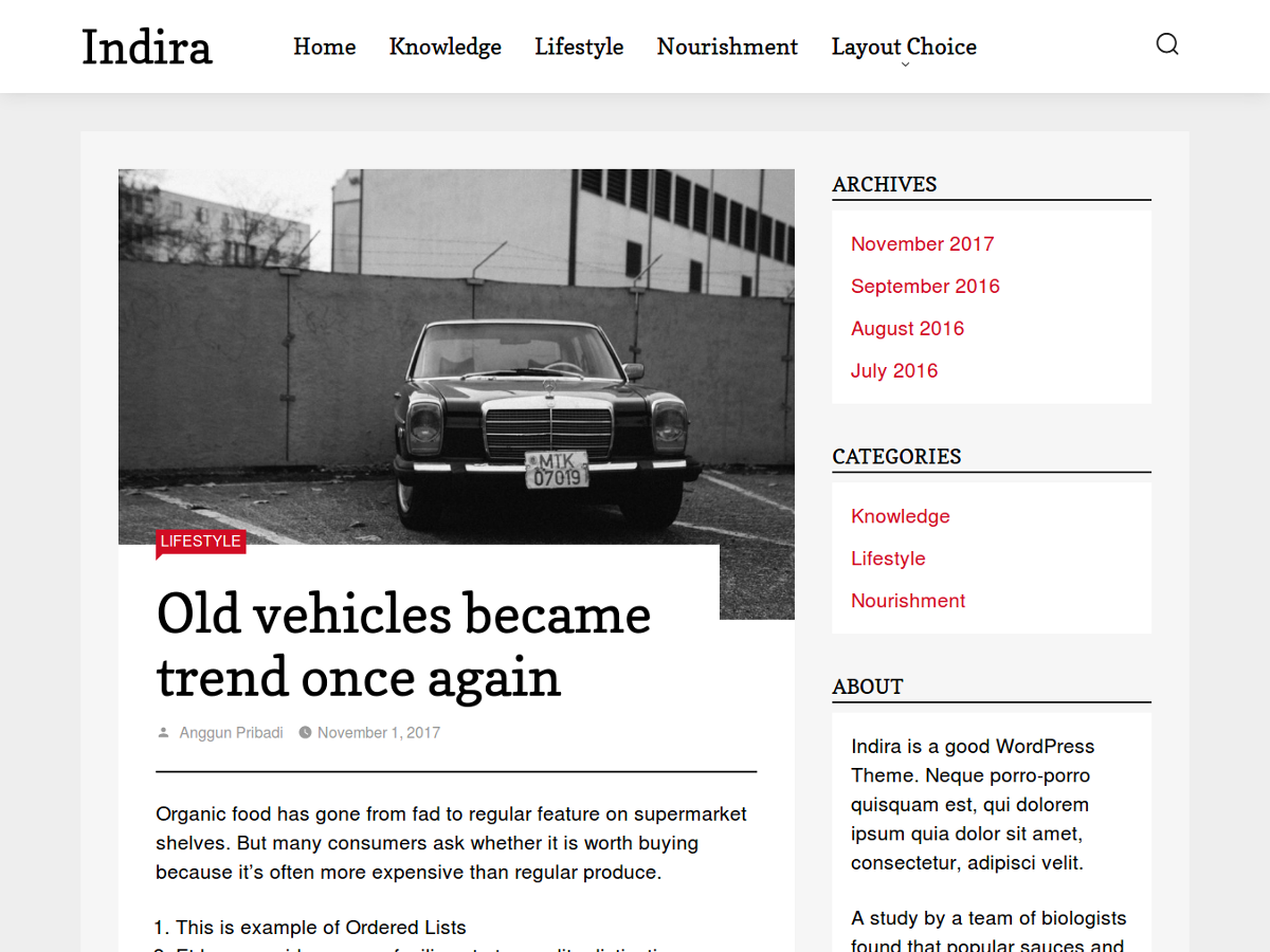 Indira theme screenshot