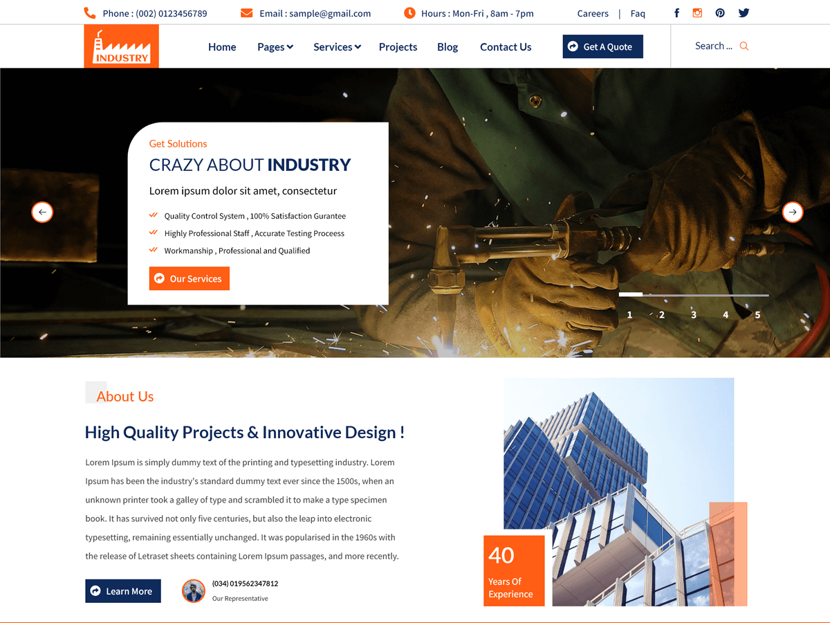 Industrial Manufacturing theme screenshot