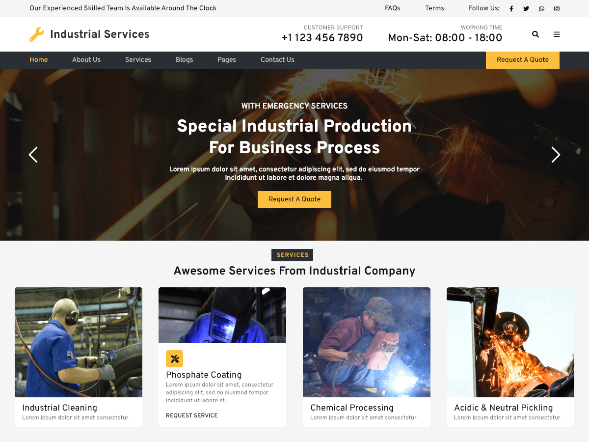 Industrial Services Elementor theme screenshot