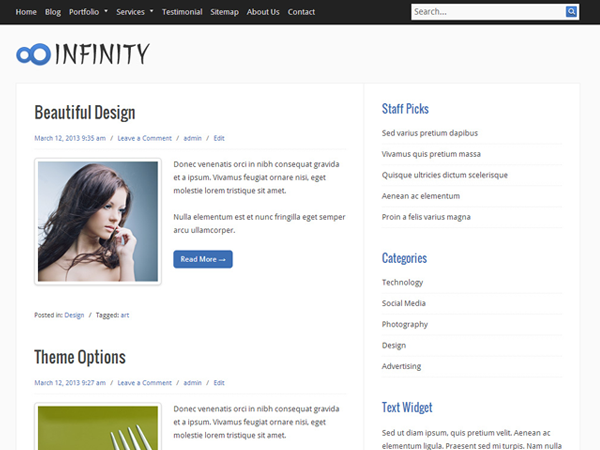 Infinity theme screenshot