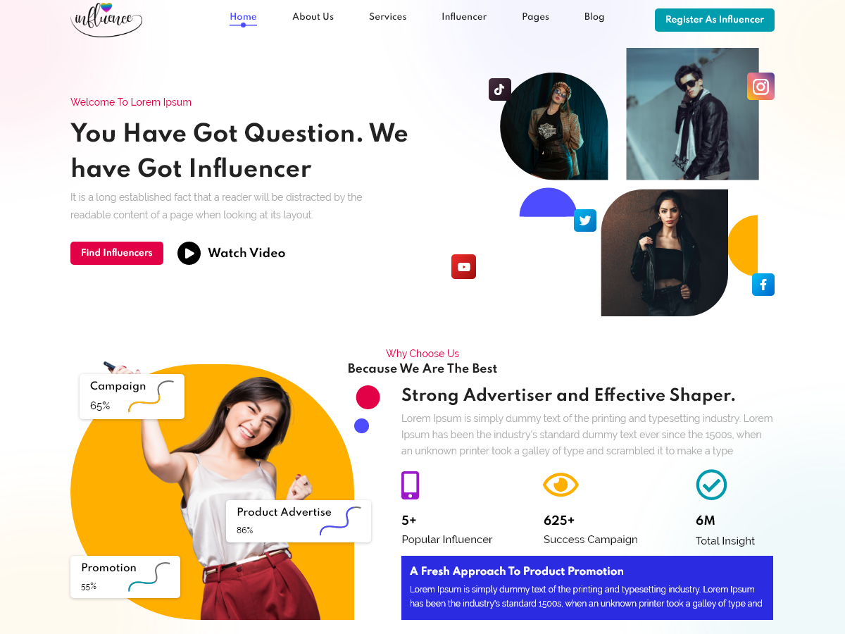Influencer Agency theme screenshot