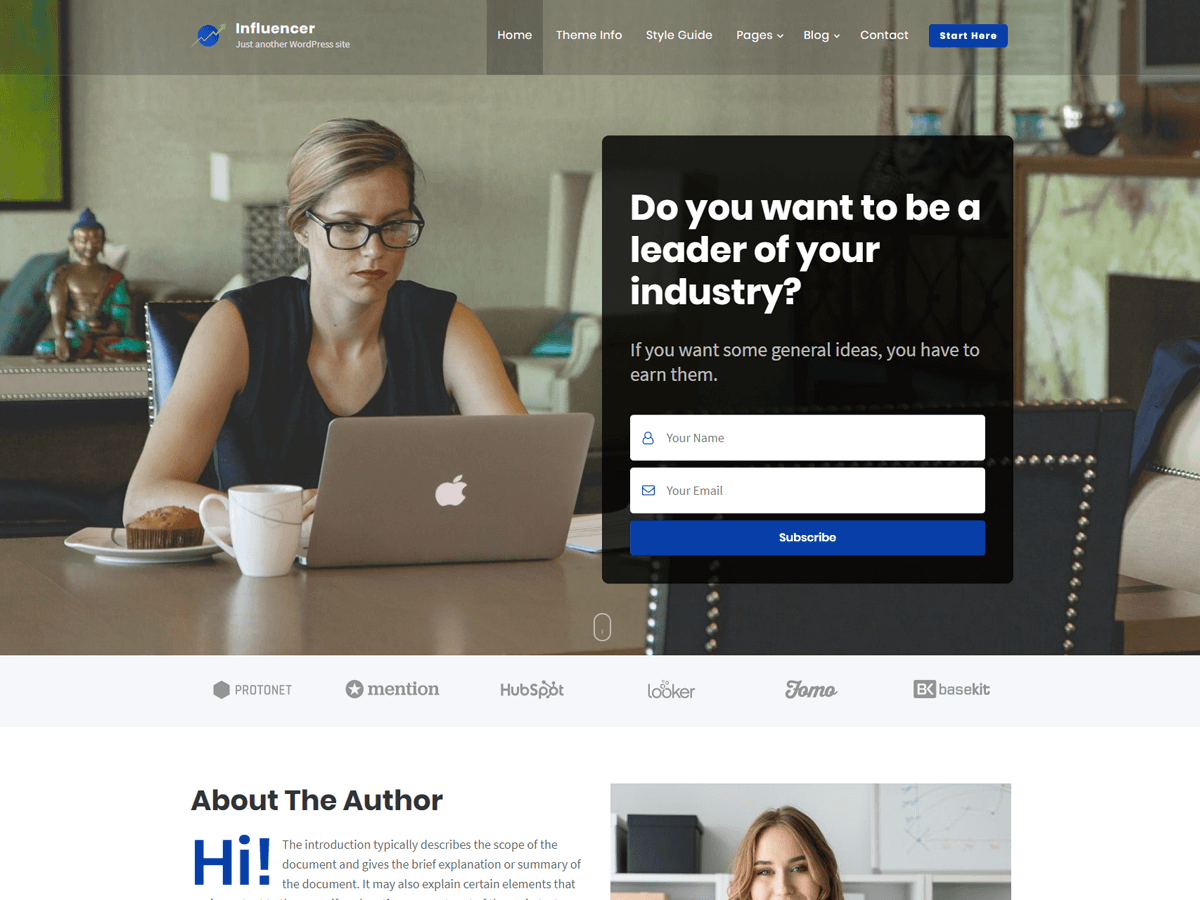 Influencer theme screenshot