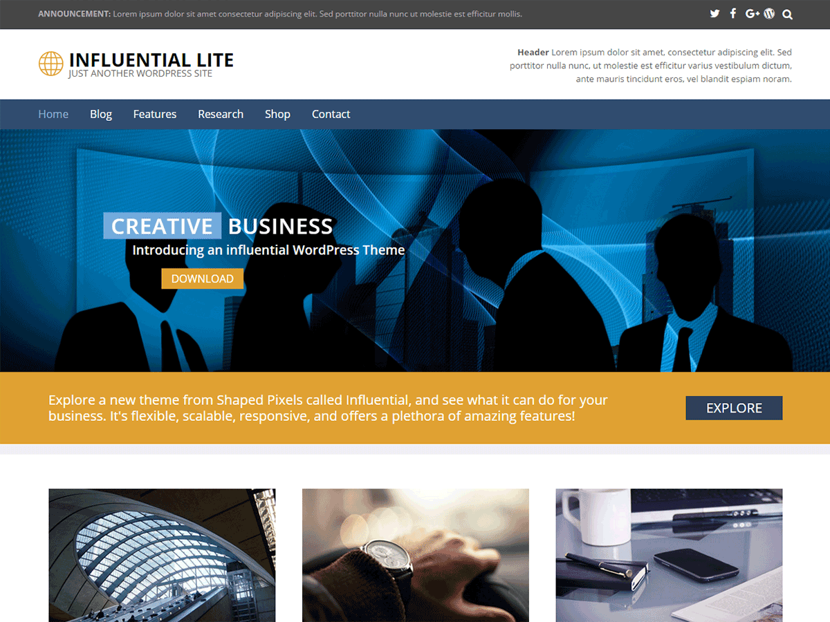 Influential Lite theme screenshot