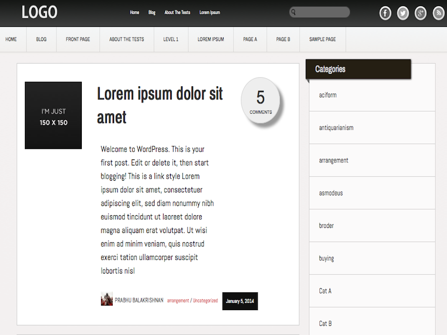 Inspire theme screenshot