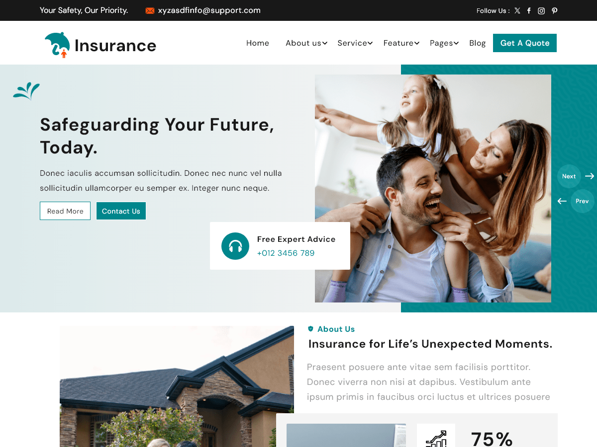 Insurance Company theme screenshot