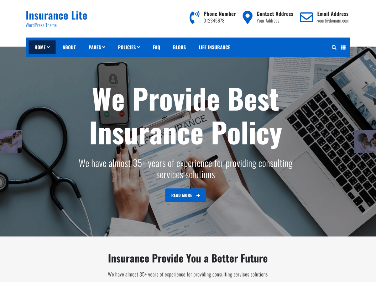 Insurance Lite theme screenshot