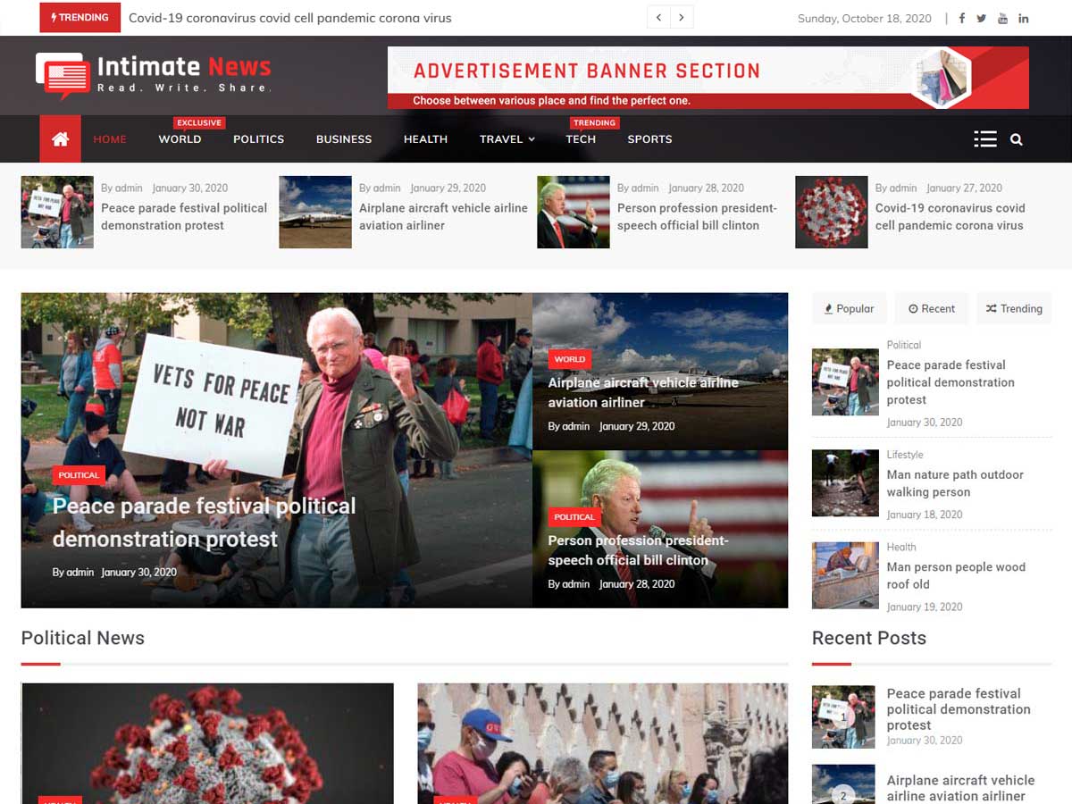 Intimate theme screenshot