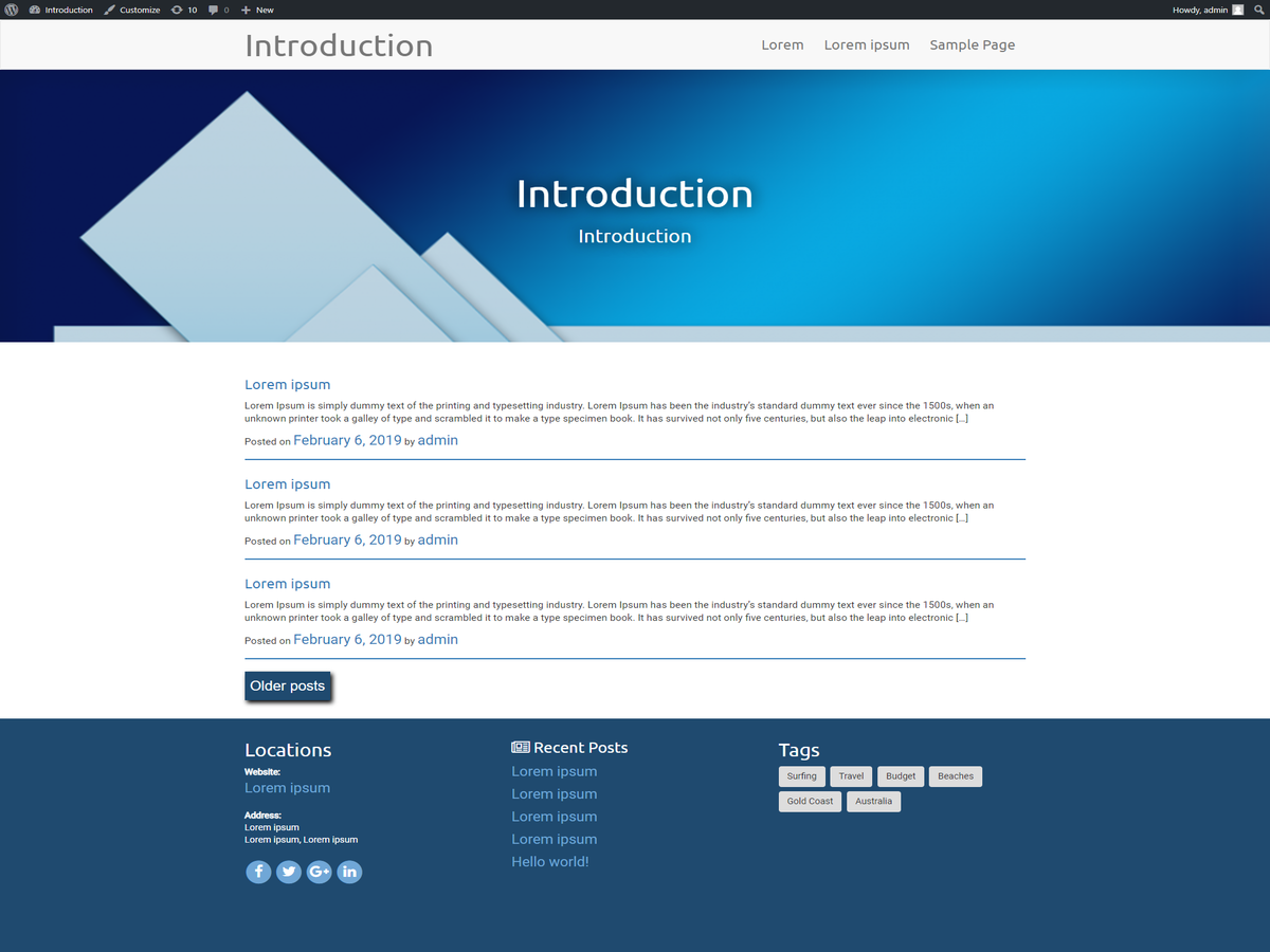 Introduction theme screenshot