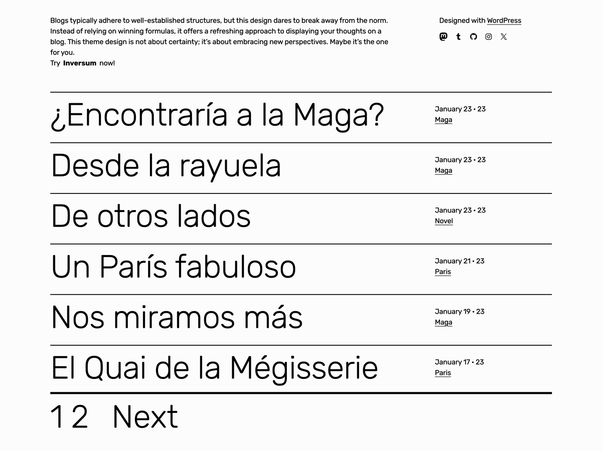 Inversum theme screenshot