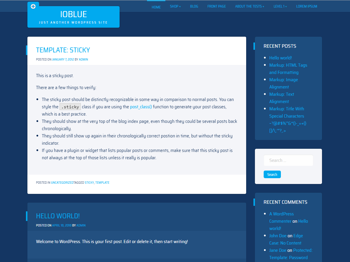 ioBlue theme screenshot