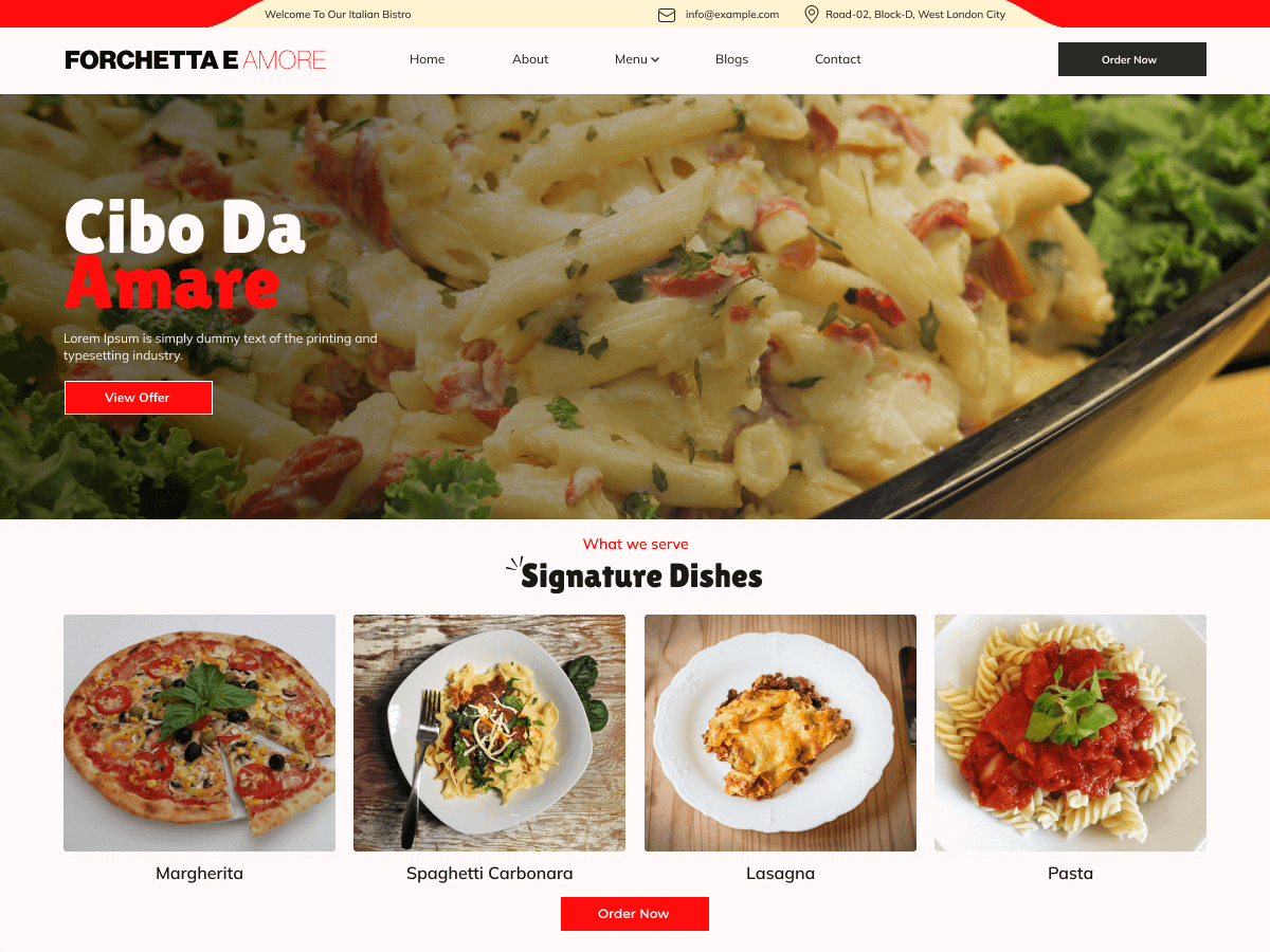 Italian House Restaurant theme screenshot