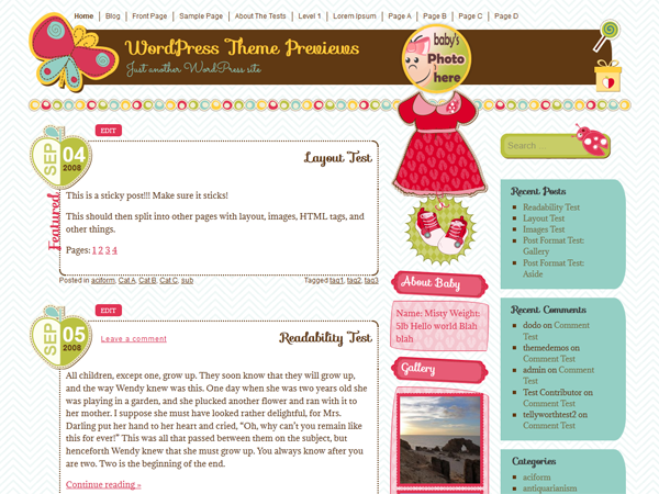 It's a Girl theme screenshot