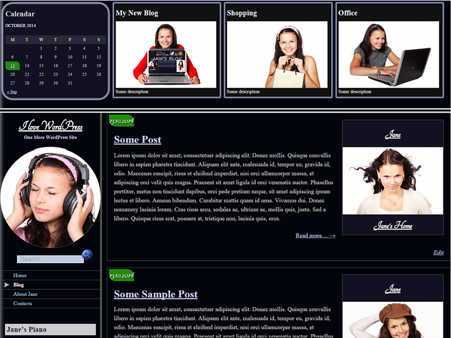 Jane theme screenshot