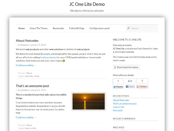 JC One Lite theme screenshot