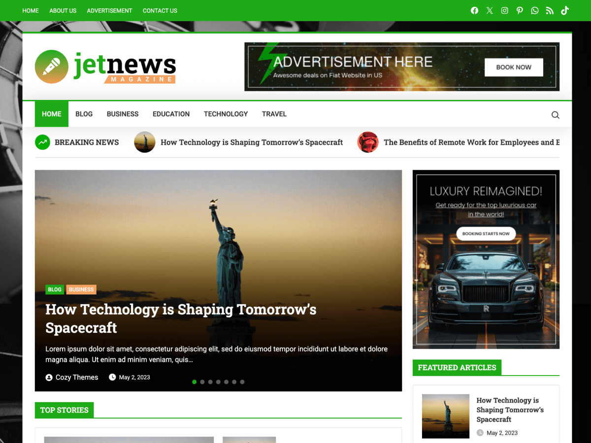 JetNews Magazine theme screenshot