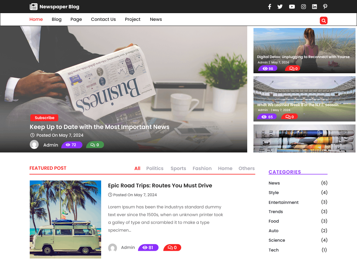 Journalism Newspaper theme screenshot