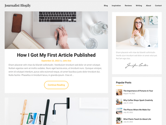 JournalistBlogily theme screenshot
