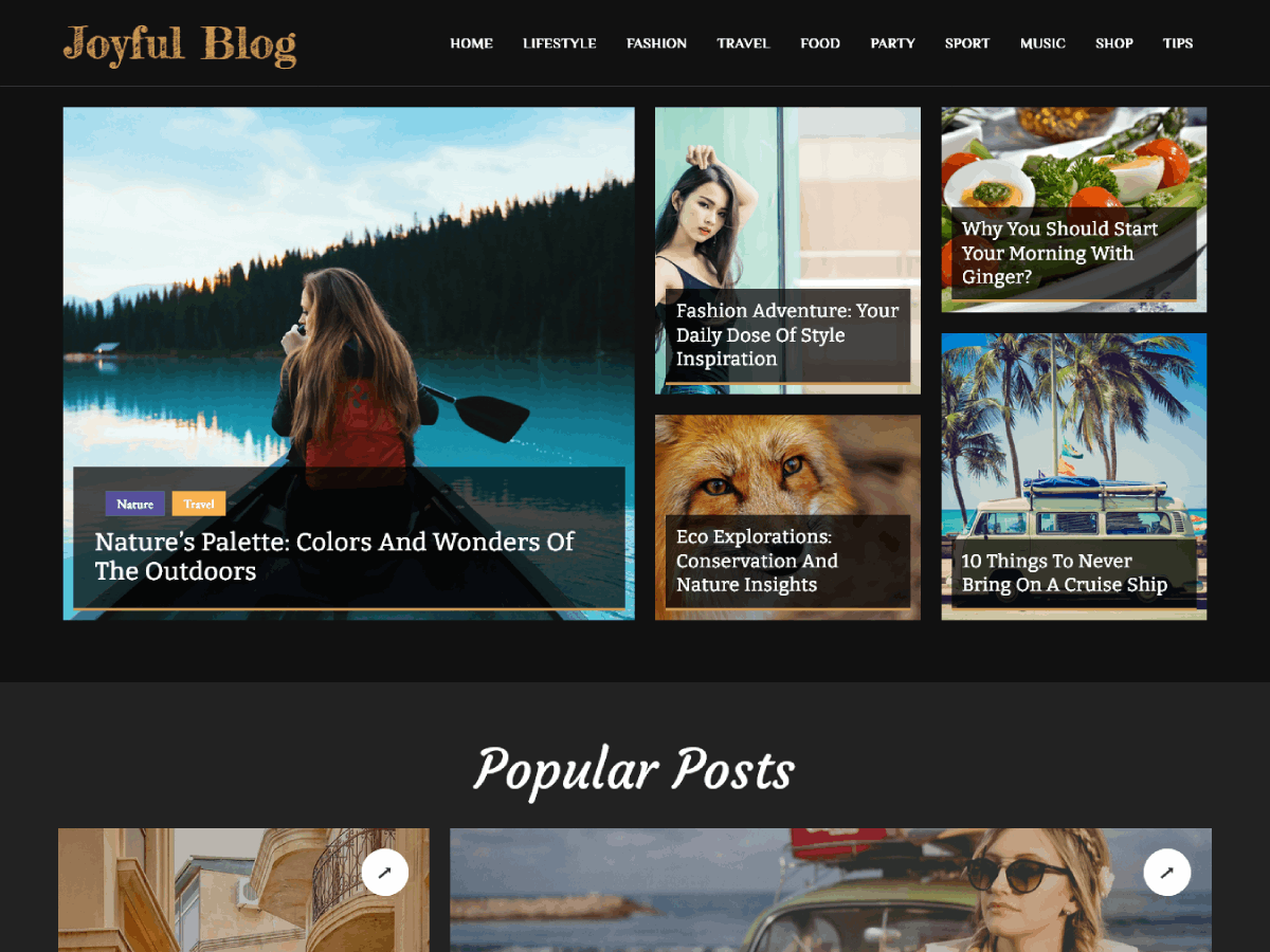 Joyful Blog theme screenshot