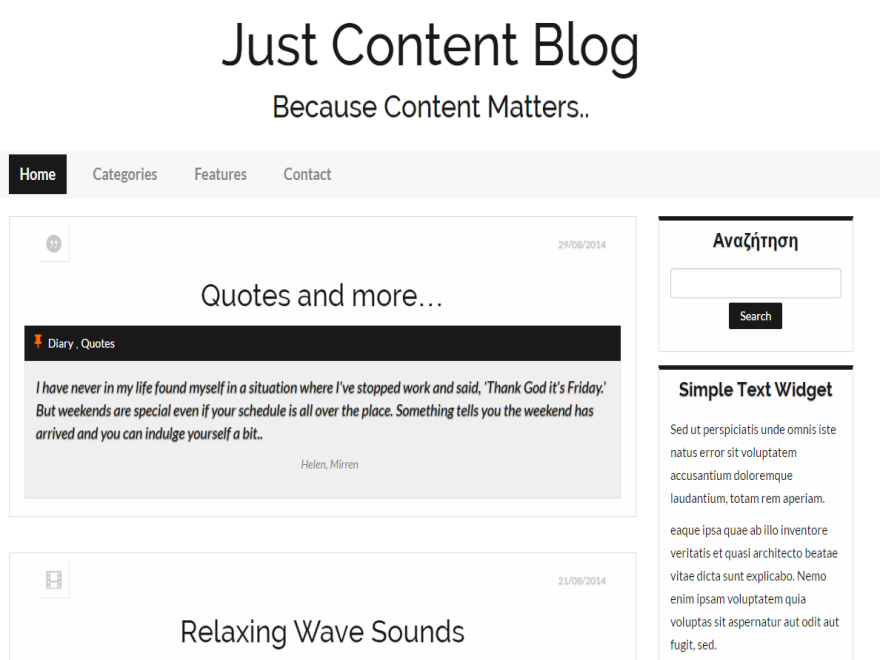 Just Content theme screenshot