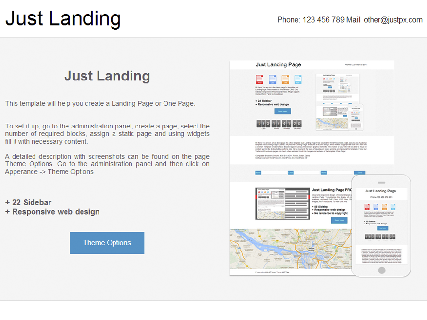 Just Landing theme screenshot