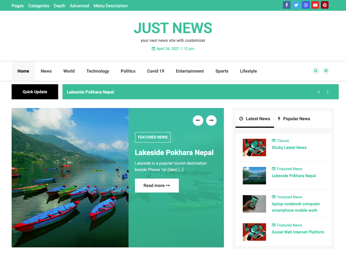 Just News theme screenshot