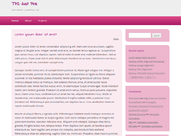 Just Pink theme screenshot