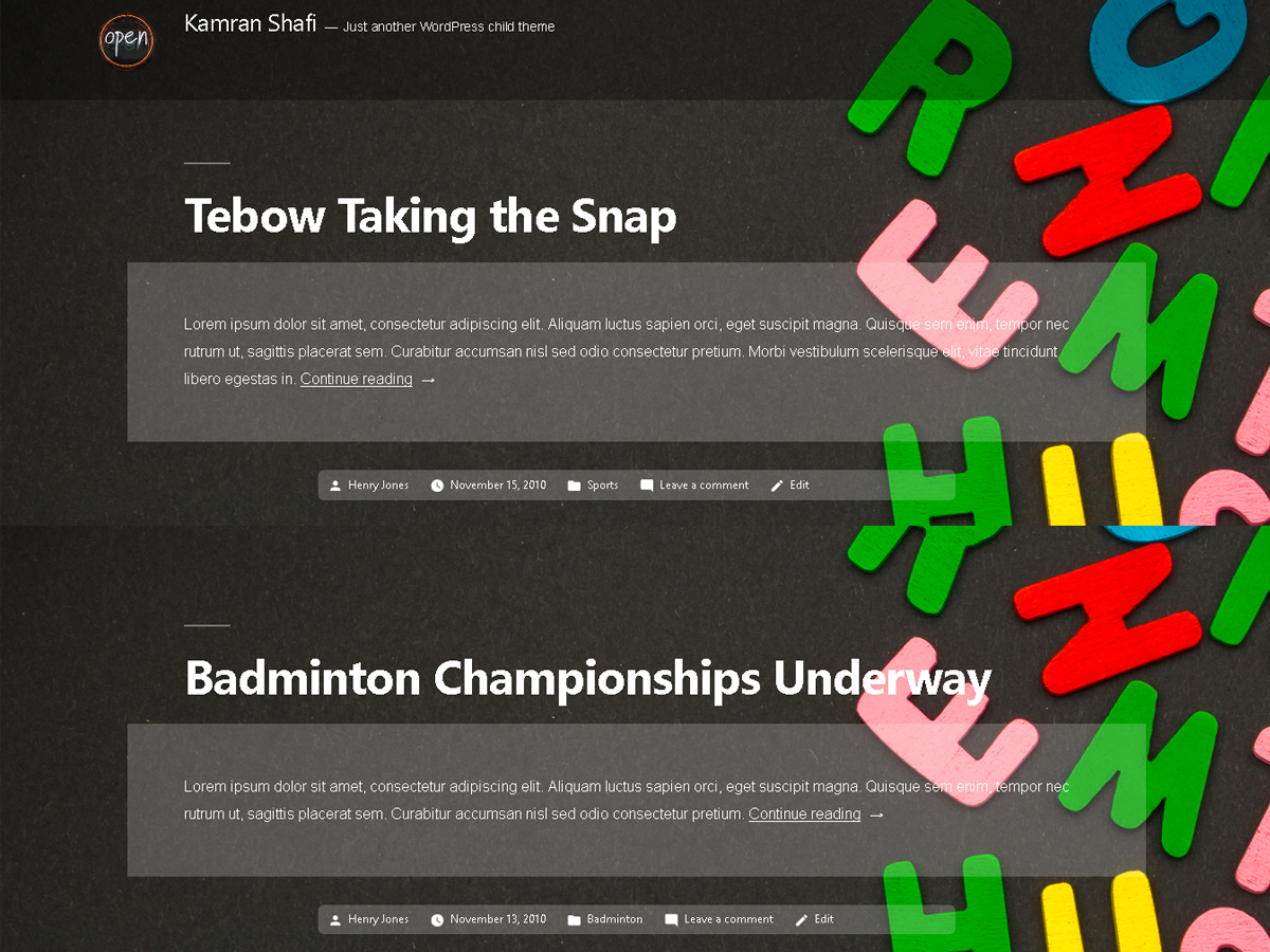 Kamran Shafi theme screenshot