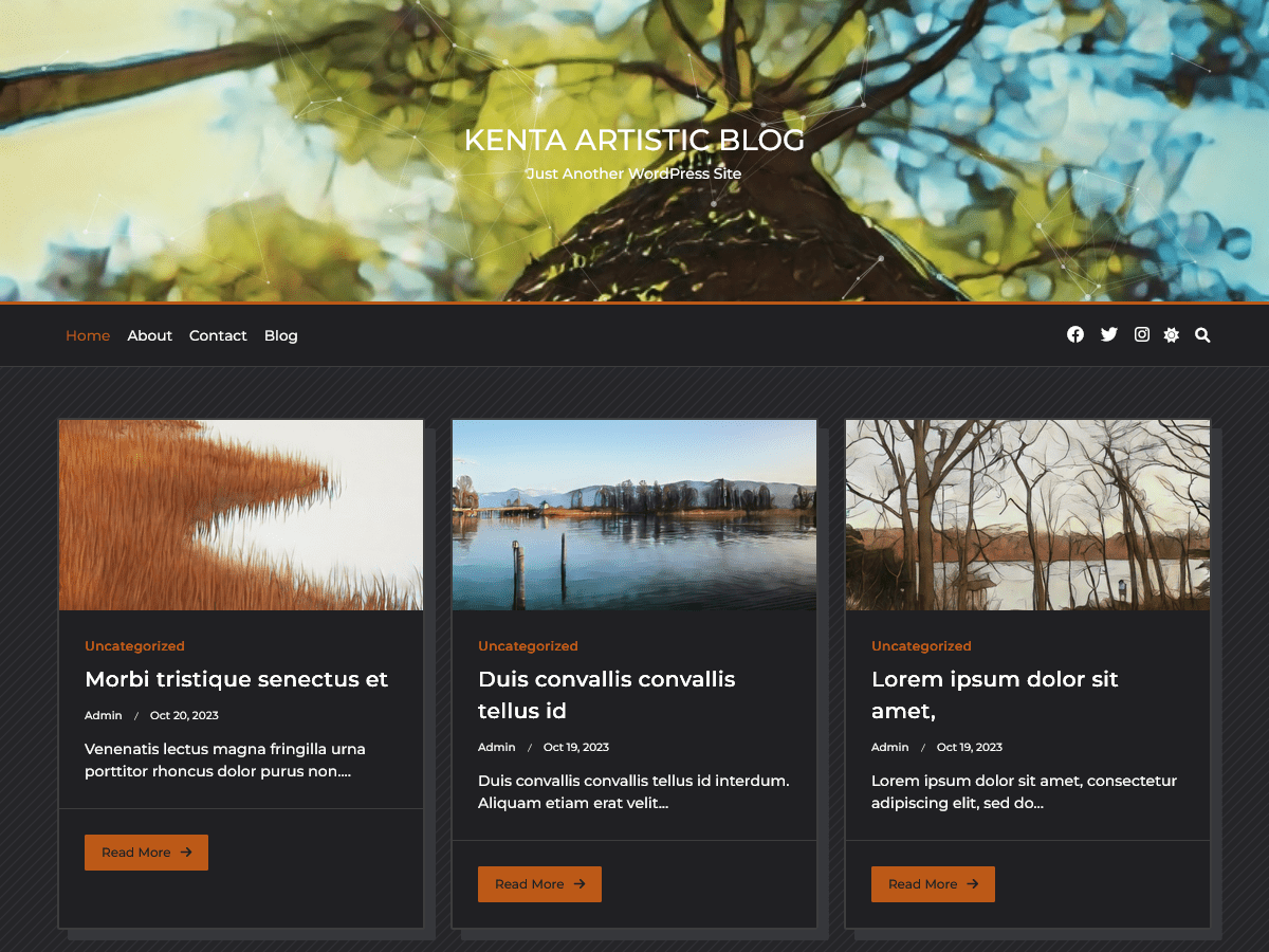 Kenta Artistic Blog theme screenshot