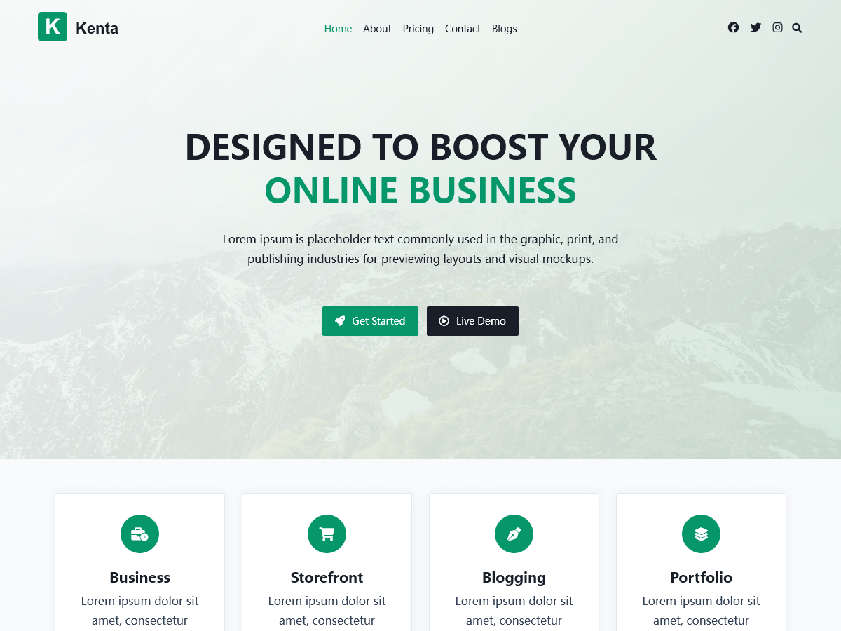 Kenta Online Business theme screenshot