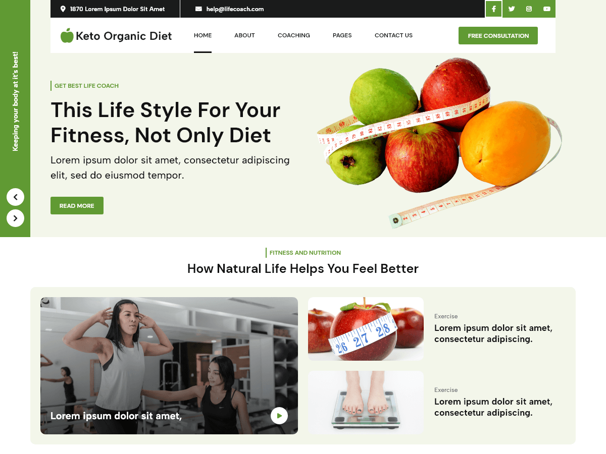 Keto Organic Diet theme screenshot