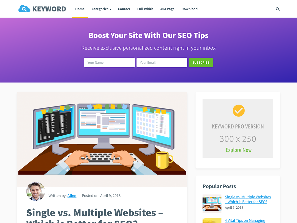 Keyword theme screenshot