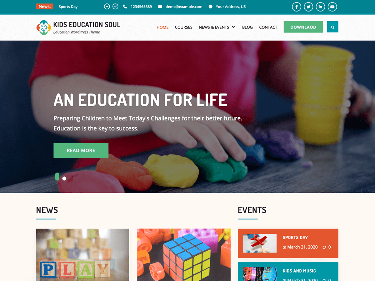 Kids Education Soul theme screenshot