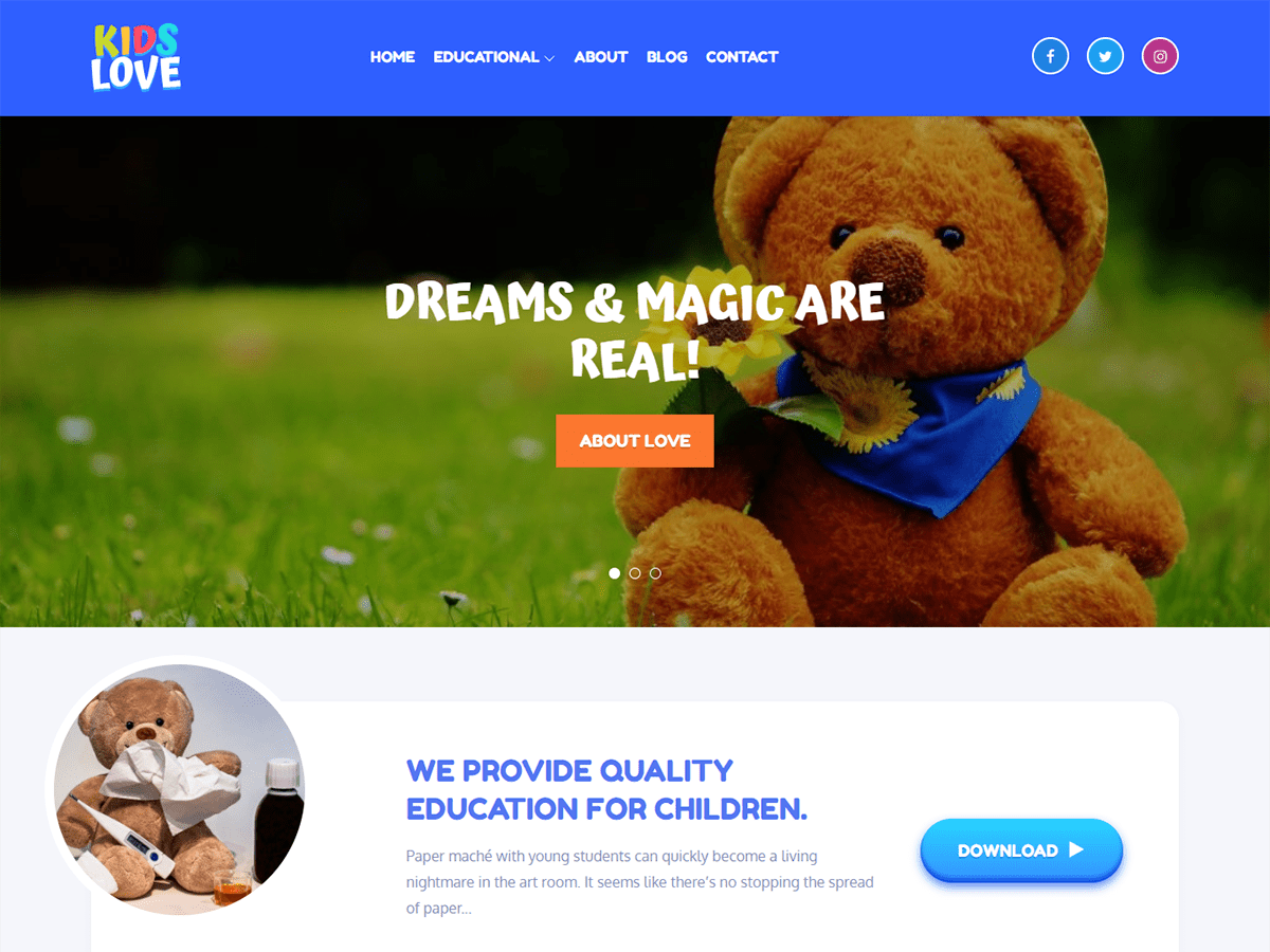 Kids Love theme screenshot