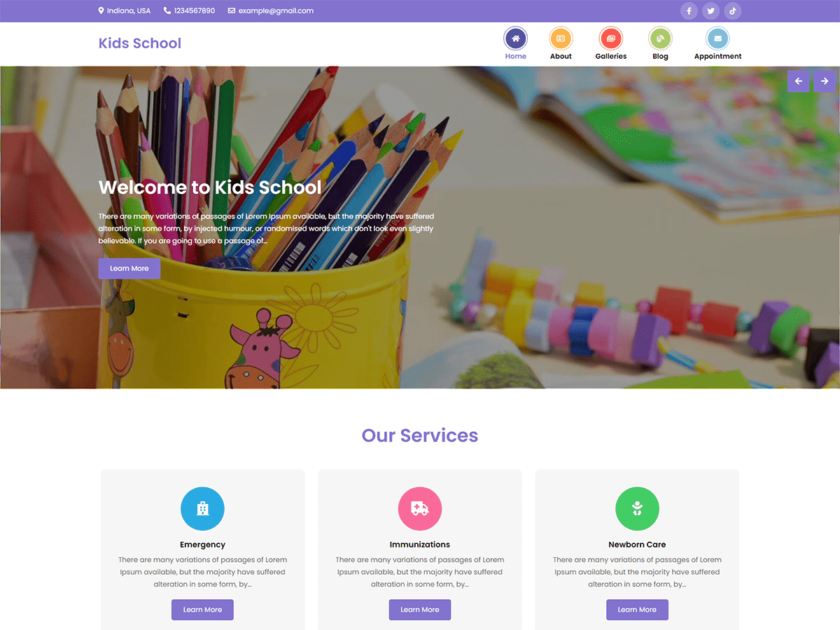 Kids School theme screenshot